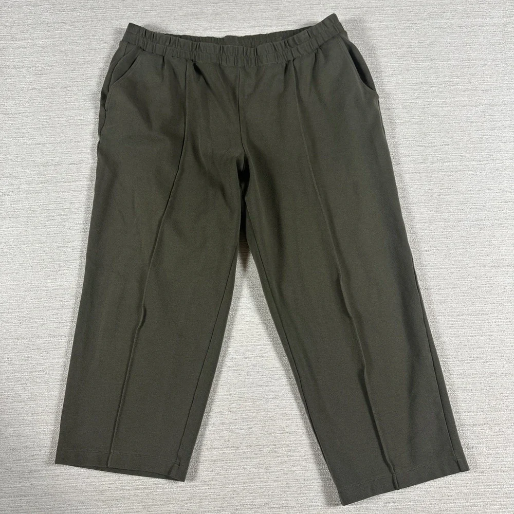 Quiet Luxury Old Money Pull On Crop Pants Olive XXL A New Day Pockets